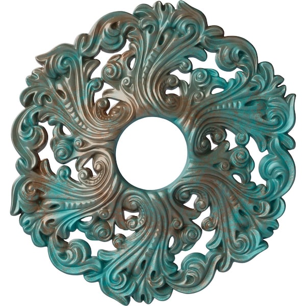 Ekena Millwork Orrington Medallion (Canopies up to 4 3/4"), 19 5/8"OD x 4 3/4"ID x 1 3/4"P, Copper Green Patina CM19ORCGS - main